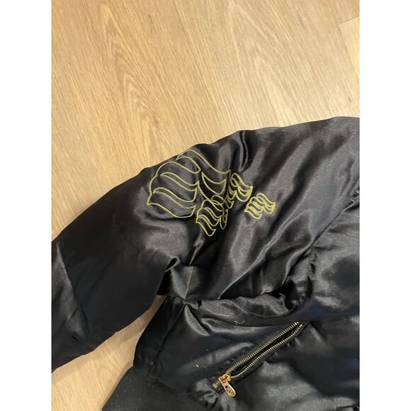 Rocawear Women's Size L Jacket Vintage Y2K Logo Embroidered Cropped Hooded Fur - Picture 2 of 7